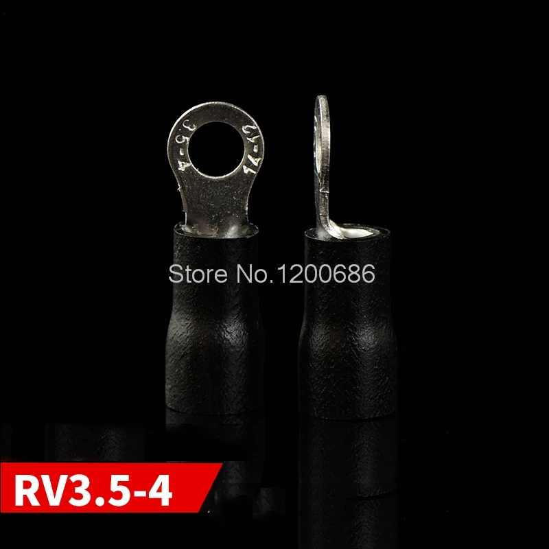 Кольцо с отверстием 4,2 мм RV3.5-4 круглая предварительно изолированная клемма O-типа для холодного прессования, медный наконечник RV4-4 100 шт./пакет1