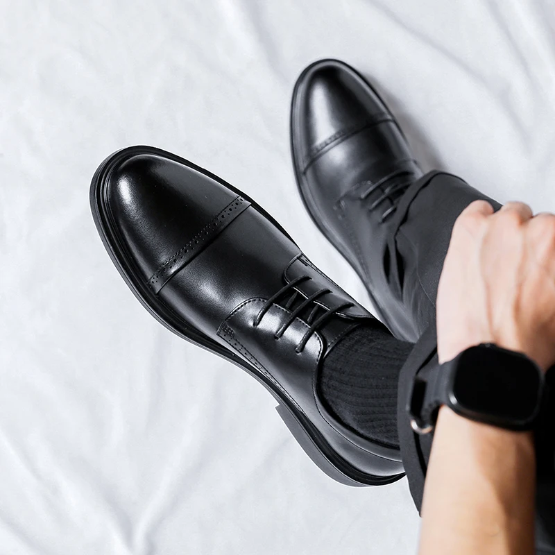 Корейская версия делового стиля, простые универсальные повседневные маленькие кожаные туфли с острым носком2