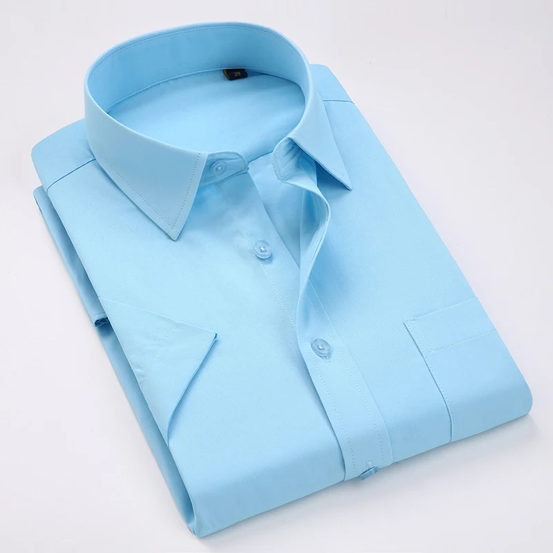 Летние модные рубашки с коротким рукавом, мужские деловые формальные повседневные рубашки на пуговицах4