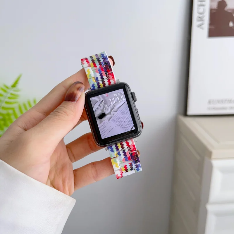Летний цветной ремешок для Apple Watch 38 мм, 40 мм, 41 мм, 42 мм, 44 мм, 45 мм, 49 мм, мозаичный ремешок для Apple Watch5