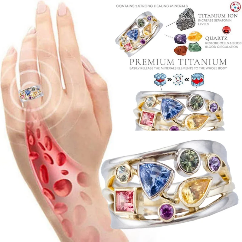 Магнитное лимфодренажное Женское кольцо для похудения Torina Crystal, кварцевый камень, Ionix, исцеляющее кольцо, ювелирные изделия3