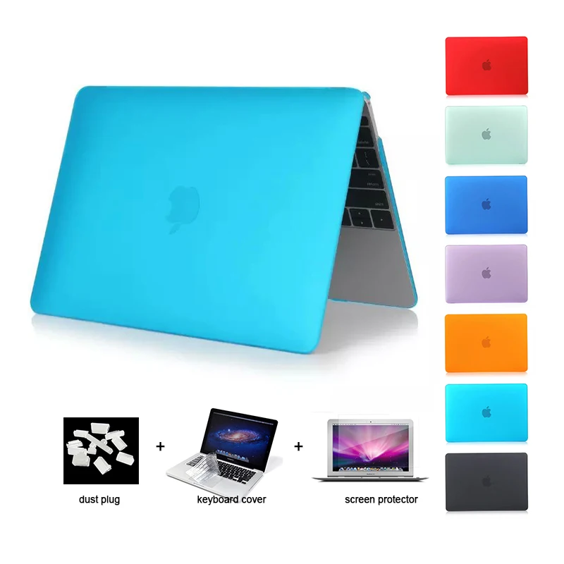 Матовый чехол 4в1 для Apple macbook Air Pro Retina 11 12 13 15, сумка для ноутбука Mac book 13,3 дюйма + экран + крышка клавиатуры + защита от пыли0