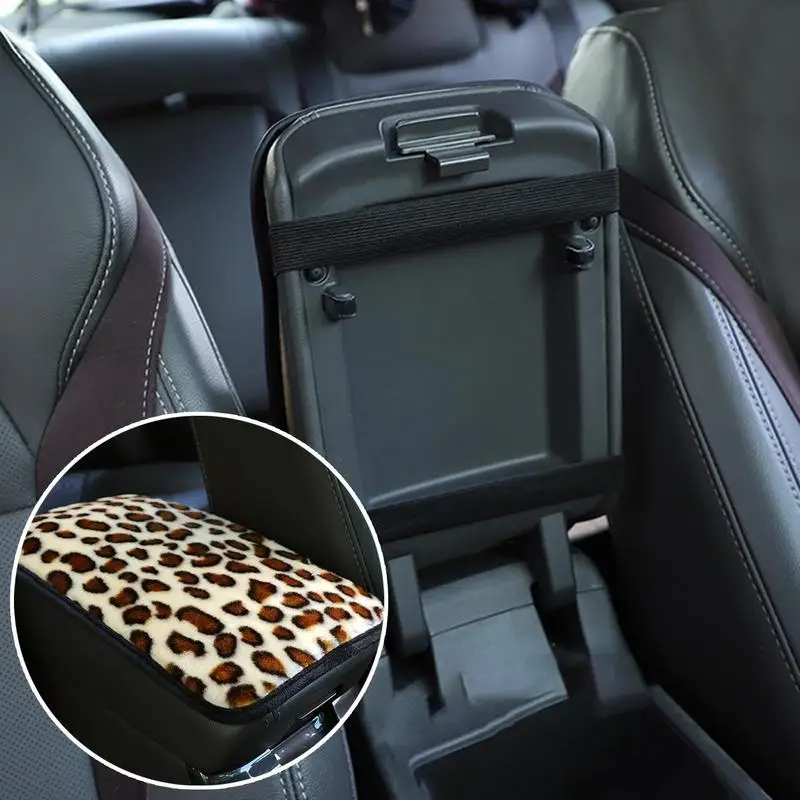 Модная накладка на центральную консоль с леопардовым принтом для автомобилей, Универсальная автомобильная нескользящая накладка на подлокотник, коврик, коробка для хранения, подушка1