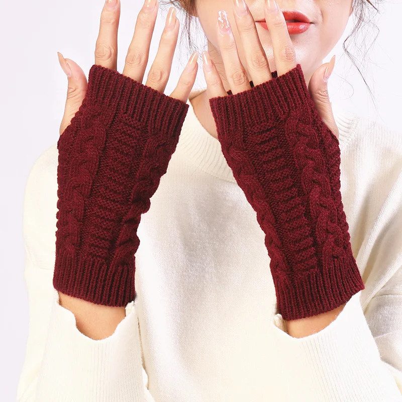 Модные женские И мужские вязаные крючком перчатки без пальцев с коротким рукавом, теплые варежки для рук, зимние теплые Guantes Mujer1