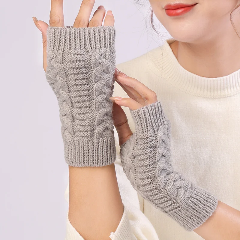 Модные женские И мужские вязаные крючком перчатки без пальцев с коротким рукавом, теплые варежки для рук, зимние теплые Guantes Mujer2