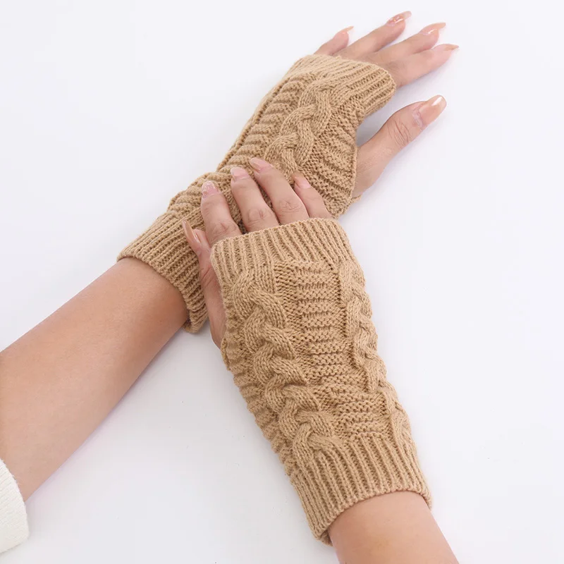 Модные женские И мужские вязаные крючком перчатки без пальцев с коротким рукавом, теплые варежки для рук, зимние теплые Guantes Mujer3