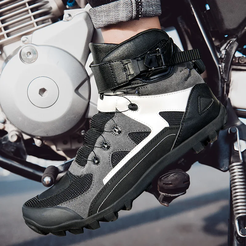Мотоциклетные ботинки для мотокросса, мужские мягкие ботинки для мотобайка, защищающие лодыжки, Байкерская обувь, Водонепроницаемое снаряжение для езды на мотоцикле3