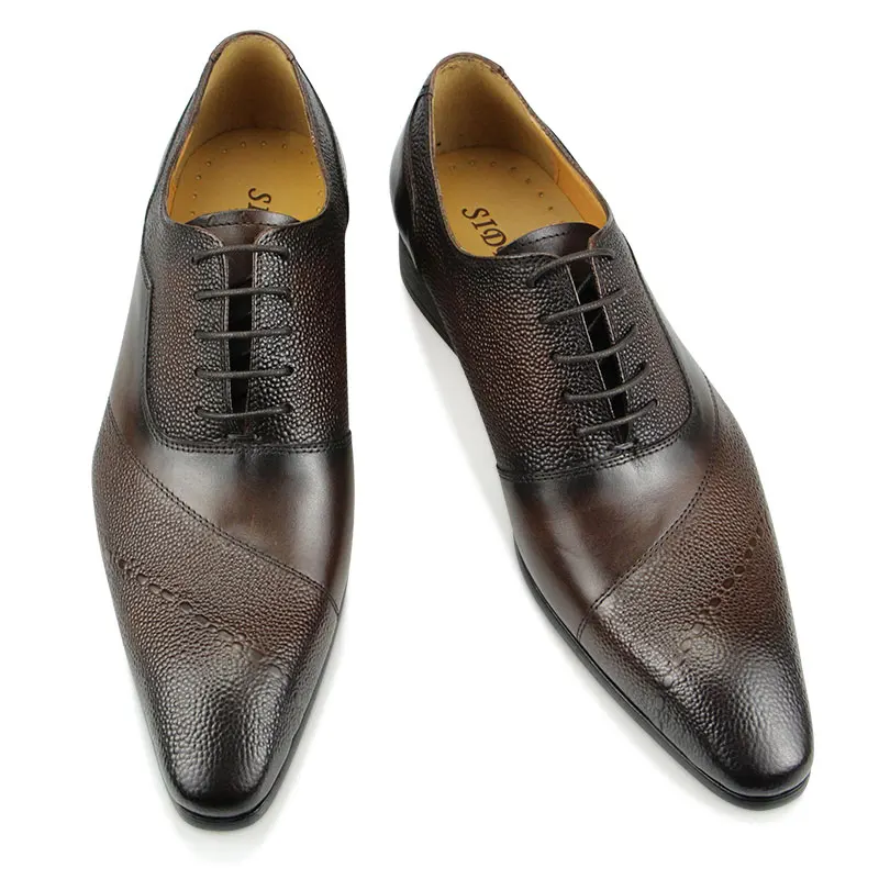 Мужские модельные туфли-Оксфорды с открытым носком из натуральной кожи для мужчин, удобные классические ботинки, Оптовая продажа с фабрики, прямая доставка1