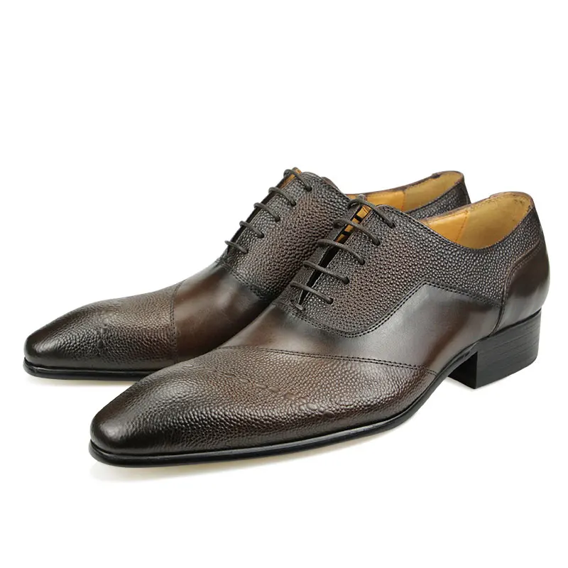 Мужские модельные туфли-Оксфорды с открытым носком из натуральной кожи для мужчин, удобные классические ботинки, Оптовая продажа с фабрики, прямая доставка3