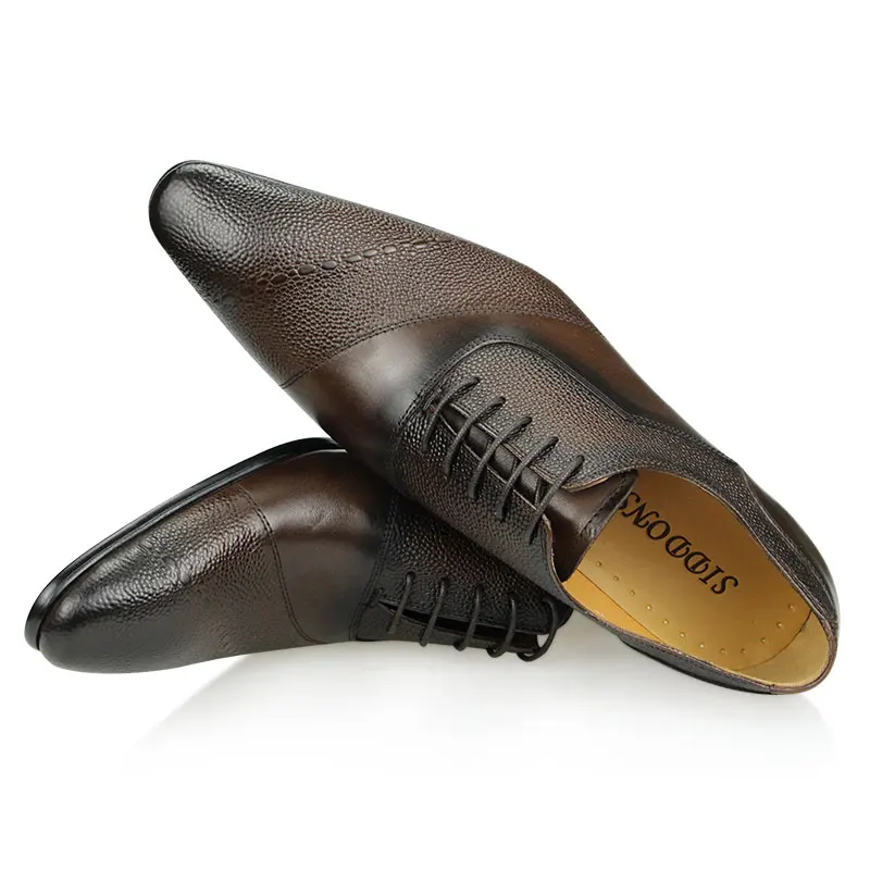 Мужские модельные туфли-Оксфорды с открытым носком из натуральной кожи для мужчин, удобные классические ботинки, Оптовая продажа с фабрики, прямая доставка4