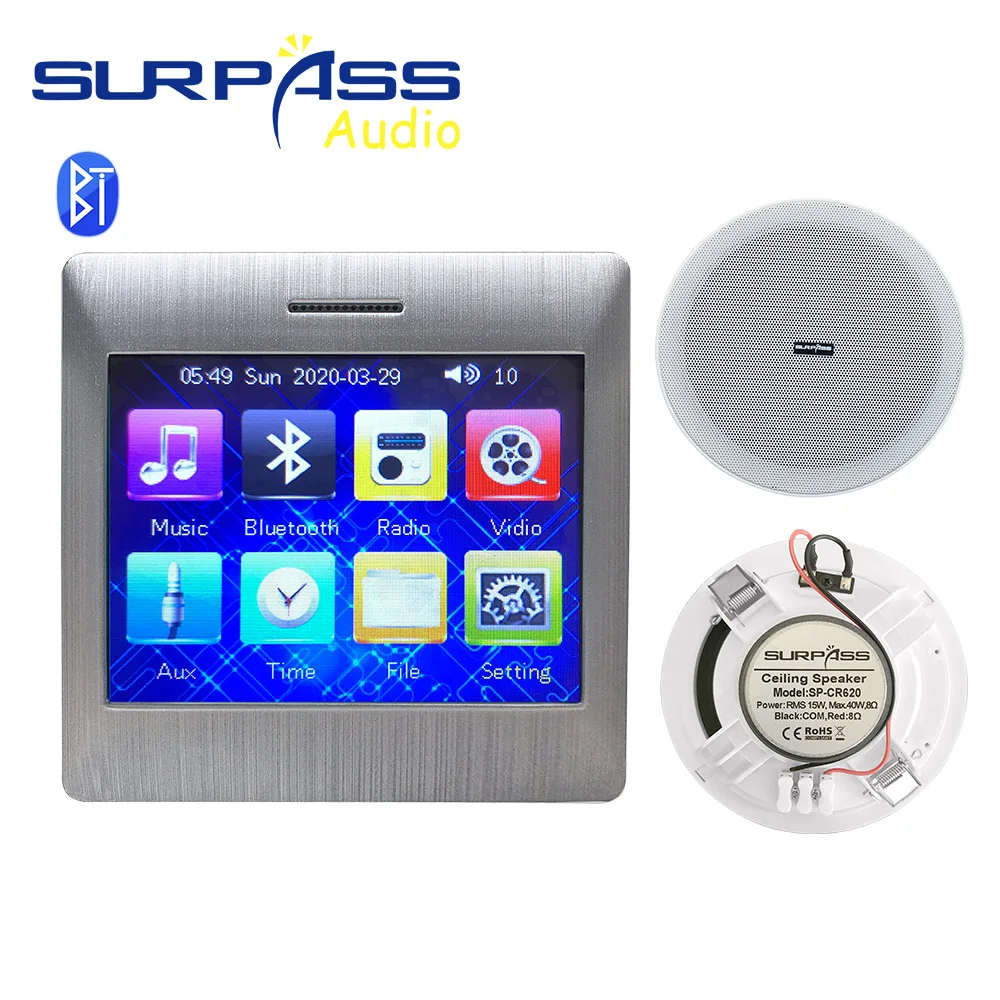 Музыкальная Система Smart Home Loadspeaker Mini 4-дюймовый Bluetooth Настенный Усилитель Потолочный Динамик С FM-радио AUX USB TF Card 2 канала3