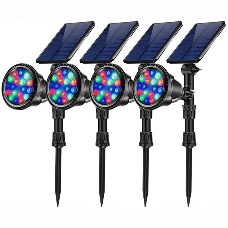 Наружные солнечные точечные светильники Супер яркие 18 светодиодных ламп безопасности Водонепроницаемый прожектор для садовой ландшафтной дорожки0