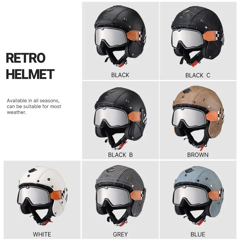 Немецкий ретро стиль мотоциклетный шлем с открытым лицом для мужчин Женщин Унисекс Защитная кепка с черепом для скутера Cruiser Street Bike DOT3