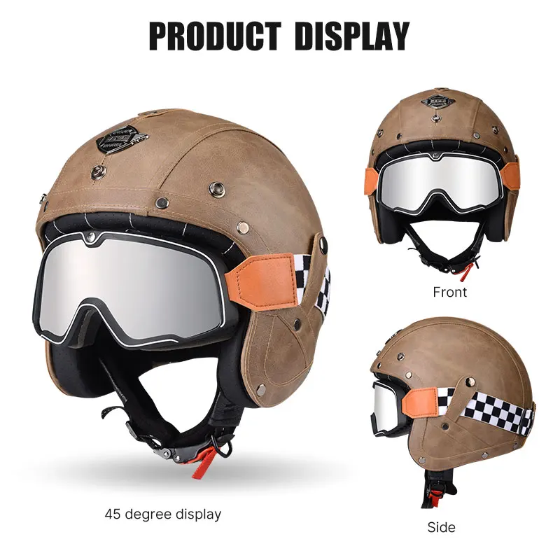 Немецкий ретро стиль мотоциклетный шлем с открытым лицом для мужчин Женщин Унисекс Защитная кепка с черепом для скутера Cruiser Street Bike DOT4