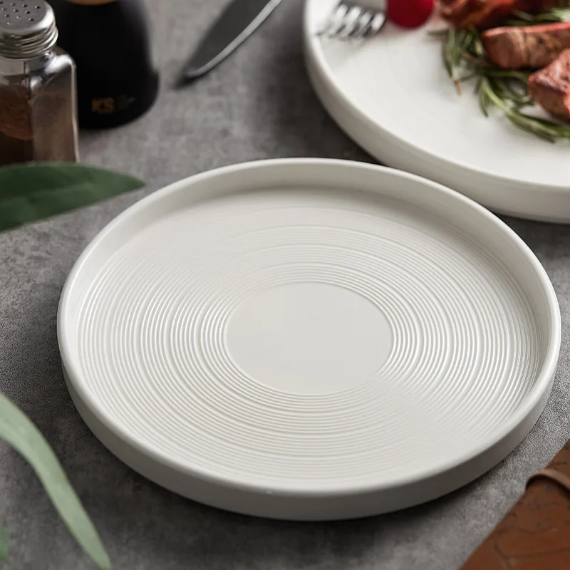 Новая салатная тарелка, керамическая сетка, красная креативная белая плоская тарелка, художественная концепция, тарелка для сервировки блюд, западная посуда, тарелка для стейка3