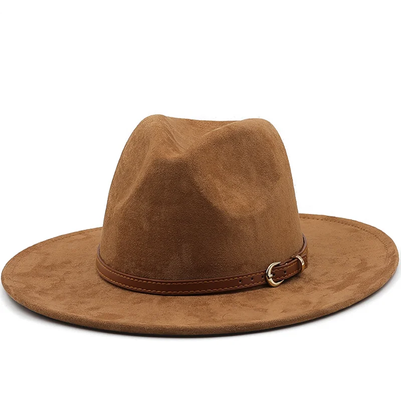 Новая фетровая шляпа, Женская замшевая фетровая Винтажная церковная женская шляпа Унисекс, Панама с широкими полями, Ковбойская кепка, Джазовая Джентльменская свадебная шляпа для мужчины0