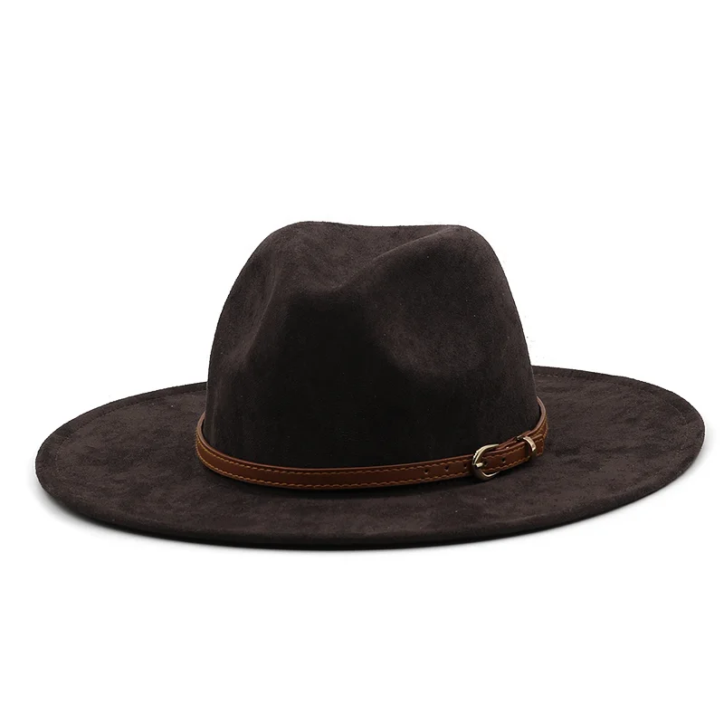 Новая фетровая шляпа, Женская замшевая фетровая Винтажная церковная женская шляпа Унисекс, Панама с широкими полями, Ковбойская кепка, Джазовая Джентльменская свадебная шляпа для мужчины1
