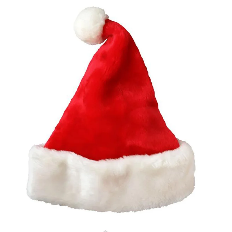 Новогодняя рождественская шапка из толстого плюша для взрослых, рождественские украшения для дома, подарок Санта-Клауса, теплая зимняя шапочка0