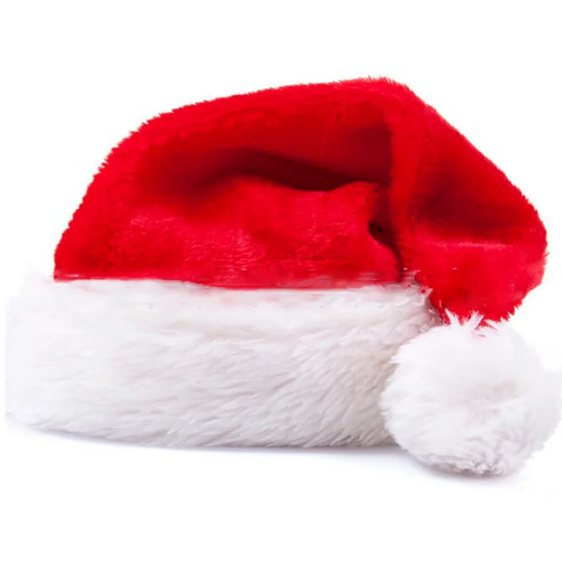 Новогодняя рождественская шапка из толстого плюша для взрослых, рождественские украшения для дома, подарок Санта-Клауса, теплая зимняя шапочка1
