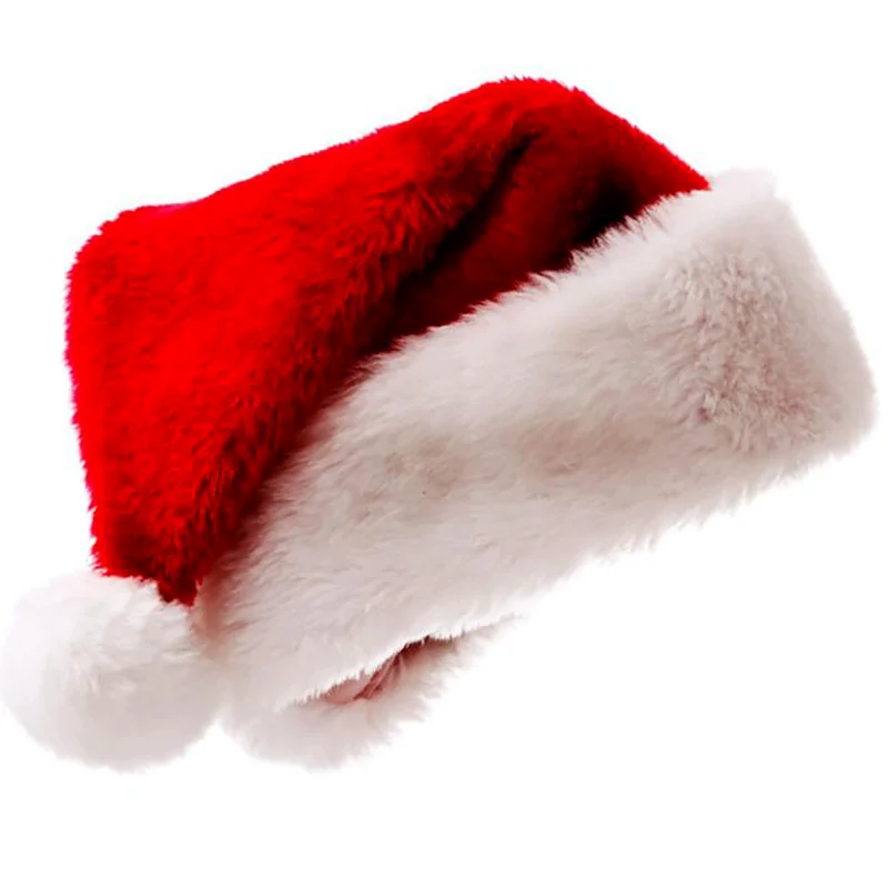 Новогодняя рождественская шапка из толстого плюша для взрослых, рождественские украшения для дома, подарок Санта-Клауса, теплая зимняя шапочка2