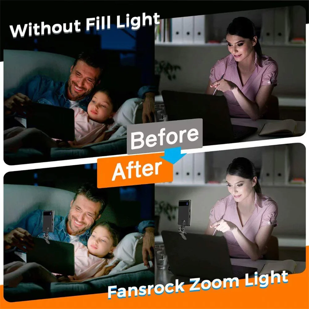 Новые Светодиодные Видеосветильники Selfie Light, Прочный Зажим для Ноутбука, Телефона 2500 K-6500 K, Затемняемое Конференц-Заполняющее Освещение для прямой трансляции5