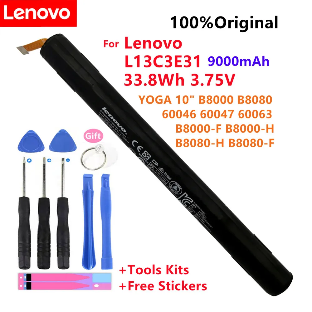 Новый Оригинальный аккумулятор 9000 мАч L13D3E31 для телефона Lenovo Yoga 10 B8000 B8080 B8000-F B8000-H B8080-H B8080-F L13C3E31 В наличии0
