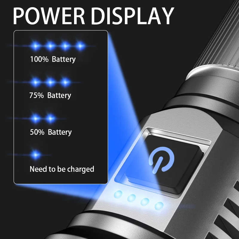 Новый Светодиодный прожектор мощностью 30 Вт, фонарик с высокой мощностью, зарядка через USB, Телескопический зум, Портативное освещение для дома, кемпинга, улицы2