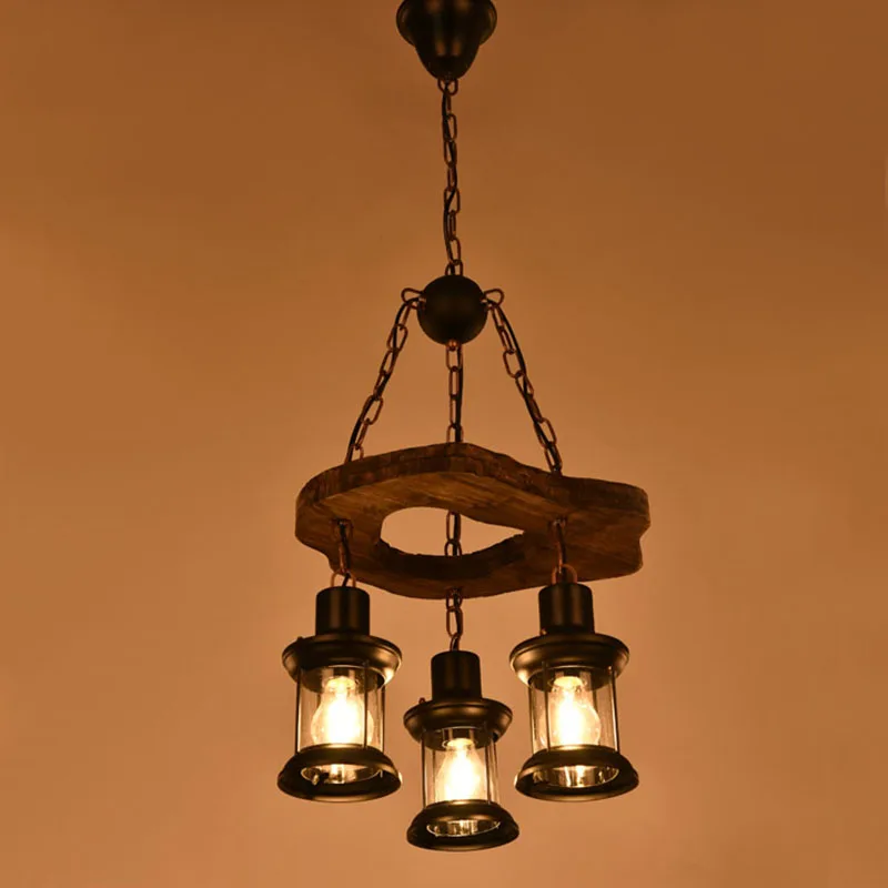 Ностальгический деревянный ретро-светильник Chanderlier в сельской местности, антикварный подвесной светильник на цепочке, ресторан, столовая, гостиная, Бар отеля, подвесной светильник1