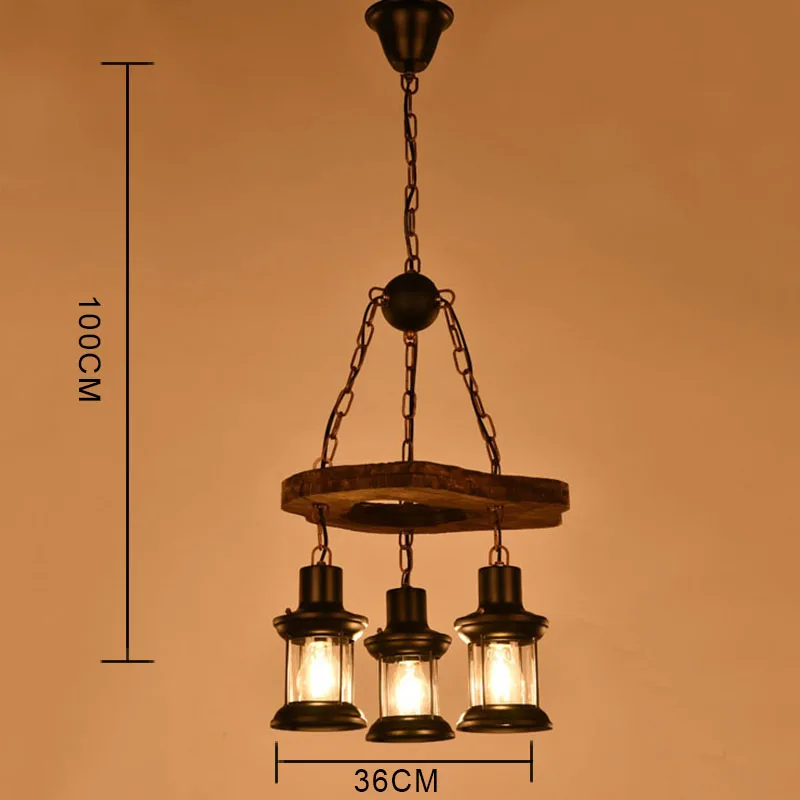 Ностальгический деревянный ретро-светильник Chanderlier в сельской местности, антикварный подвесной светильник на цепочке, ресторан, столовая, гостиная, Бар отеля, подвесной светильник2