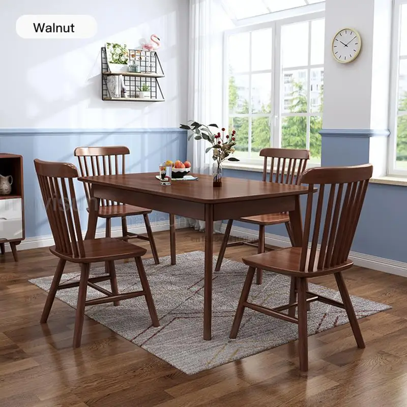Обеденный стол и стул из массива дерева в скандинавском Стиле Современный Простой Прямоугольный Кухонный обеденный стол для небольшой Квартиры Уличная мебель3