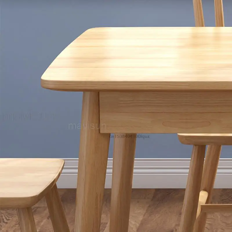 Обеденный стол и стул из массива дерева в скандинавском Стиле Современный Простой Прямоугольный Кухонный обеденный стол для небольшой Квартиры Уличная мебель5