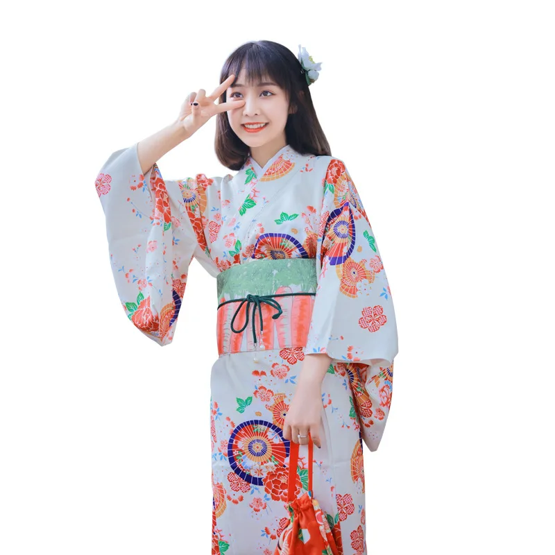 Ортодоксальная Восточная Юката Для женщин, костюм Гейши для Косплея, Японское Традиционное Кимоно С Поясом, Милый банный халат Хаори для Девочек Сакуры4