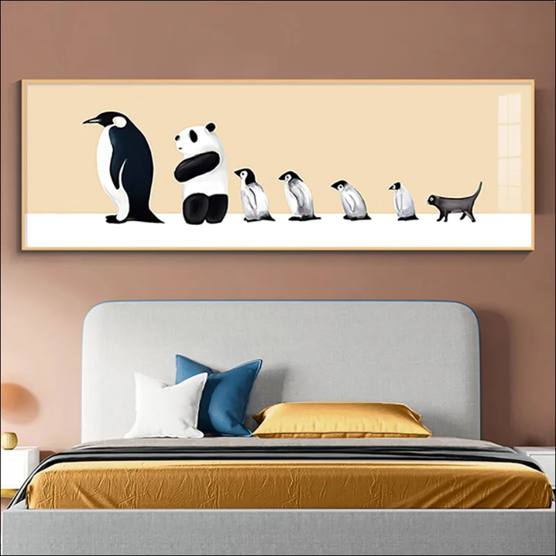 Плакат с рисунком животного, Современная Картина на Холсте, Детская Настенная Живопись, Милая Собака, Лев, Панда, Пингвин, Водонепроницаемый Печатный Столб3