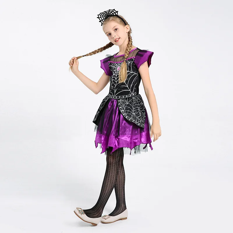 Платье Принцессы Ведьмы на Хэллоуин для Маленьких девочек, костюм Ведьмы для Косплея, Детские платья Принцессы Вампиров, детская одежда для вечеринок4