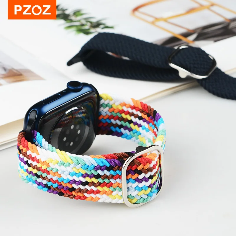 Плетеные ремешки PZOZ Для Apple Watch 8 7 6 SE 5 4 49 мм 42 мм 38 мм 44 мм 40 мм 41 мм 45 мм Ремешок Для Часов iWatch Серии Wristband Ремешок5
