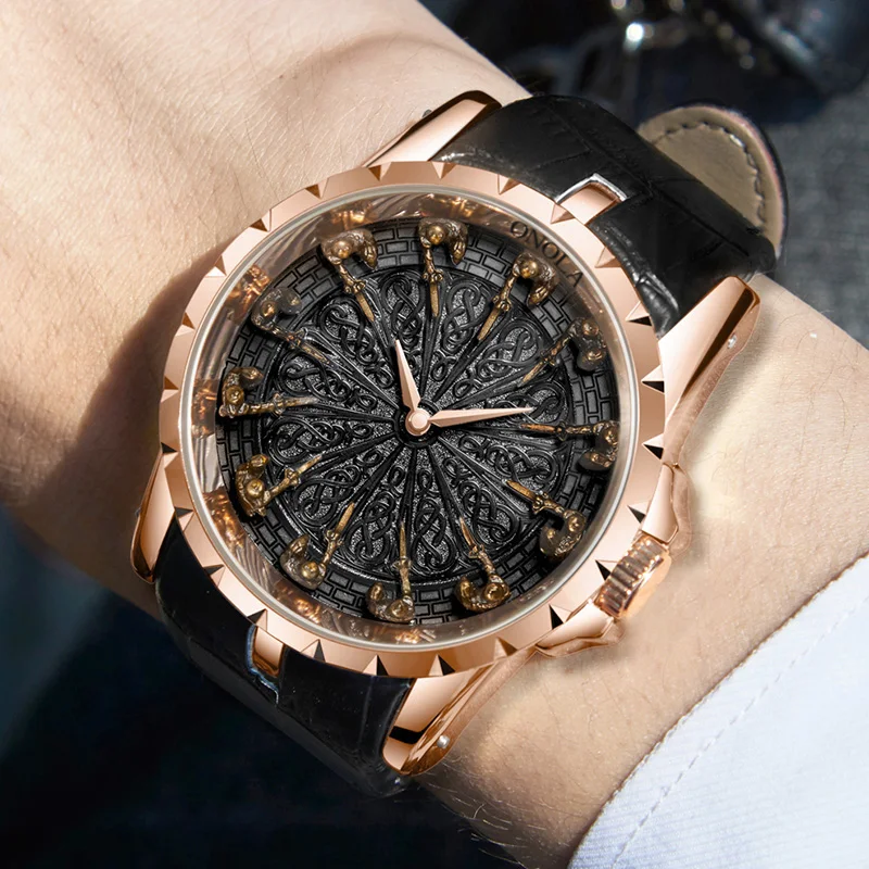 Повседневные спортивные часы ONOLA для мужчин, лучший бренд класса Люкс, военные кожаные модные наручные часы с хронографом2