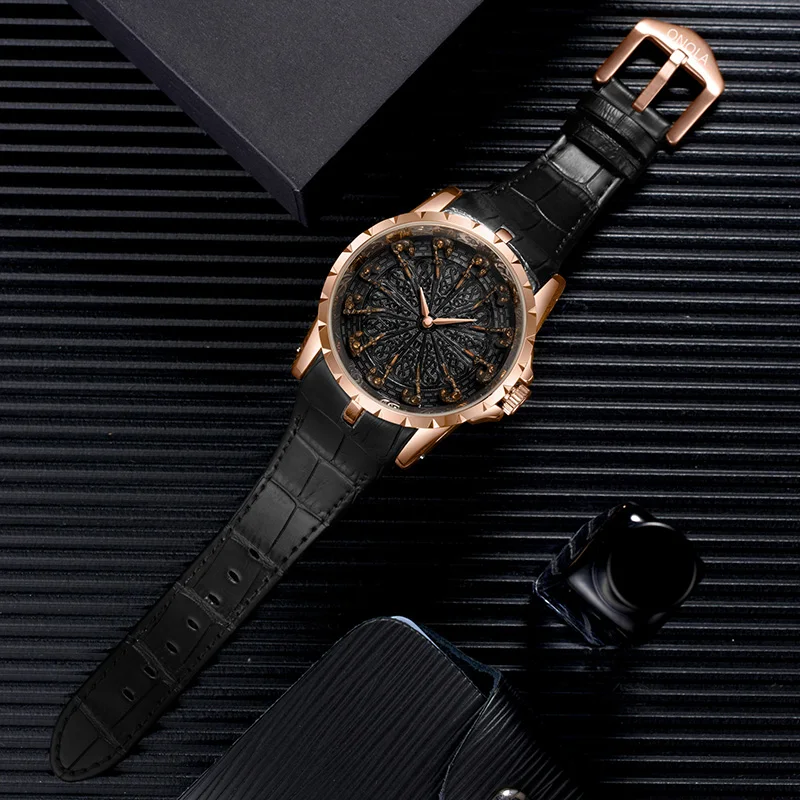 Повседневные спортивные часы ONOLA для мужчин, лучший бренд класса Люкс, военные кожаные модные наручные часы с хронографом4