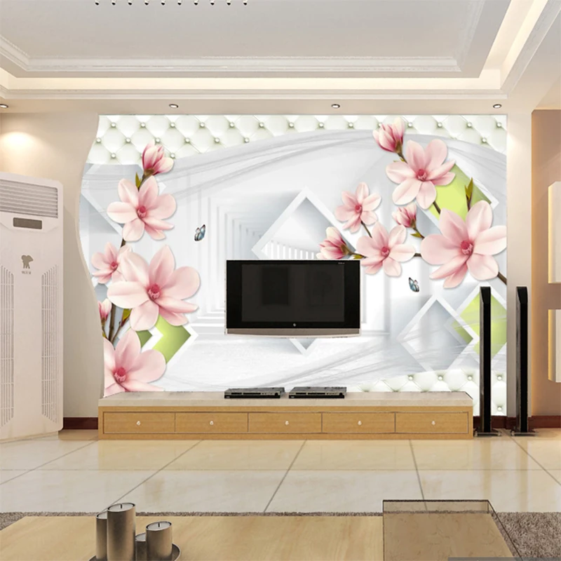 Пользовательские 3D настенные обои Современная Простая настенная ткань Dream Jade Orchid Гостиная телевизор Диван фон Настенное Украшение Дома2