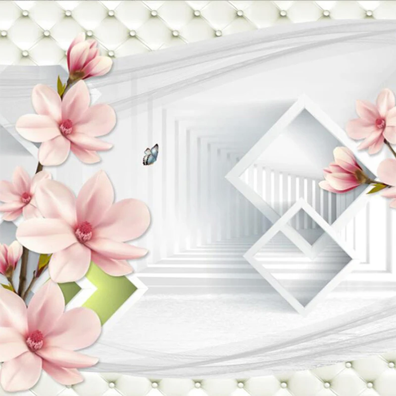 Пользовательские 3D настенные обои Современная Простая настенная ткань Dream Jade Orchid Гостиная телевизор Диван фон Настенное Украшение Дома3