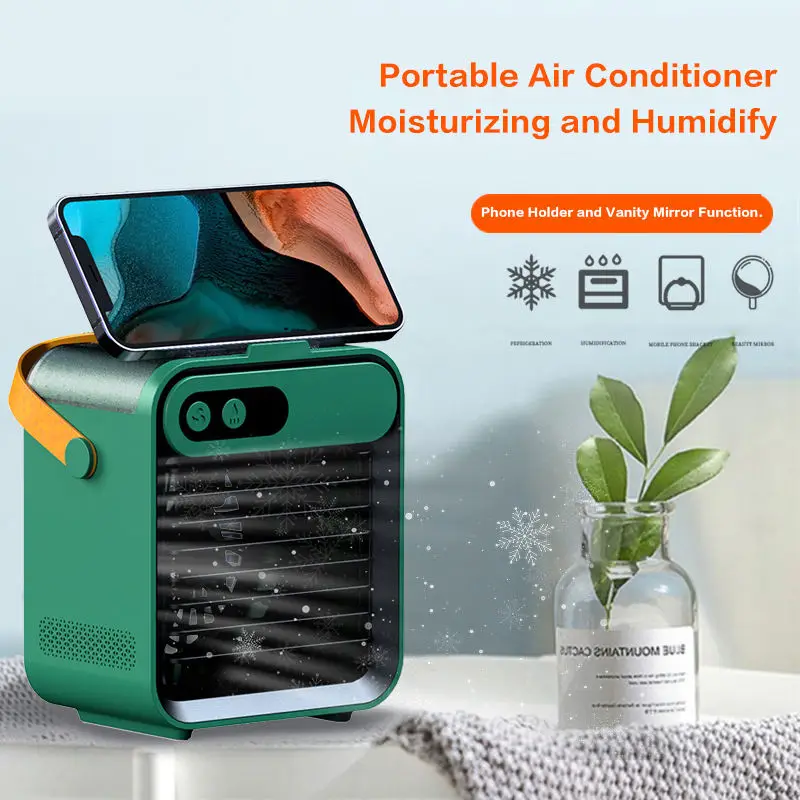 Портативный Вентилятор кондиционера CICODNI Мини-охлаждающий вентилятор, Испарительный увлажнитель, Бесшумный настольный охладитель воздуха с USB-зарядкой1