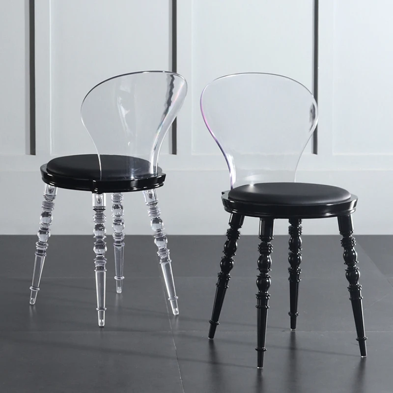 Прозрачное дизайнерское кресло со спинкой, французское простое хрустальное кресло для макияжа, креативное кресло для приема гостей в ресторане0