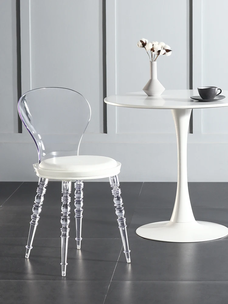 Прозрачное дизайнерское кресло со спинкой, французское простое хрустальное кресло для макияжа, креативное кресло для приема гостей в ресторане1