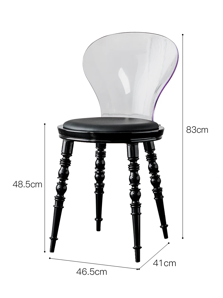 Прозрачное дизайнерское кресло со спинкой, французское простое хрустальное кресло для макияжа, креативное кресло для приема гостей в ресторане3