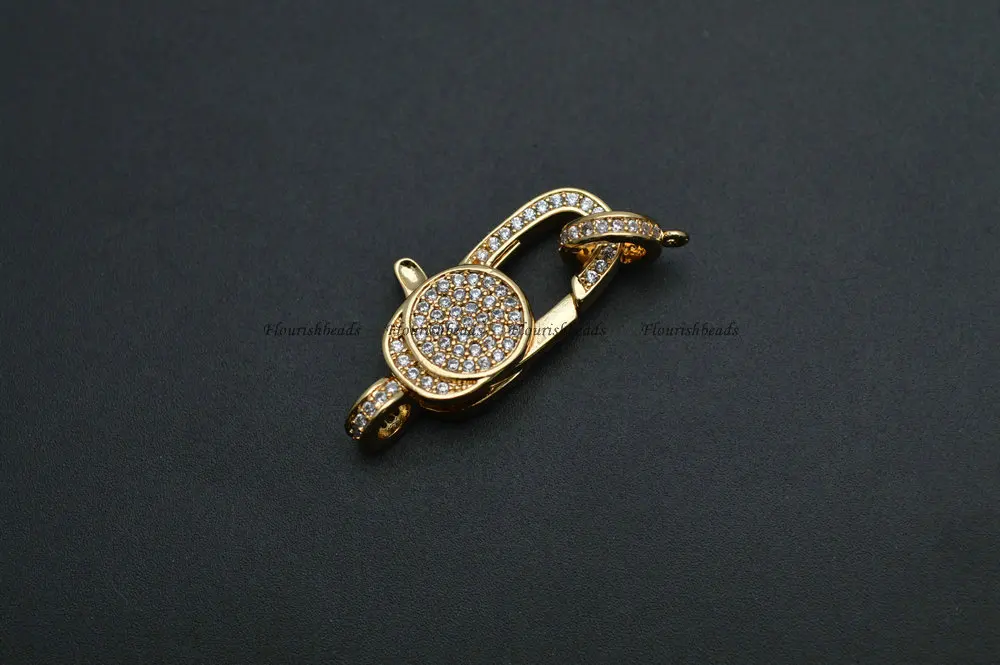 Проложенный CZ Циркон Большой размер Застежки для ожерелья, ювелирные изделия, много разных цветов: золото/розовое золото/оружейный металл/родий2