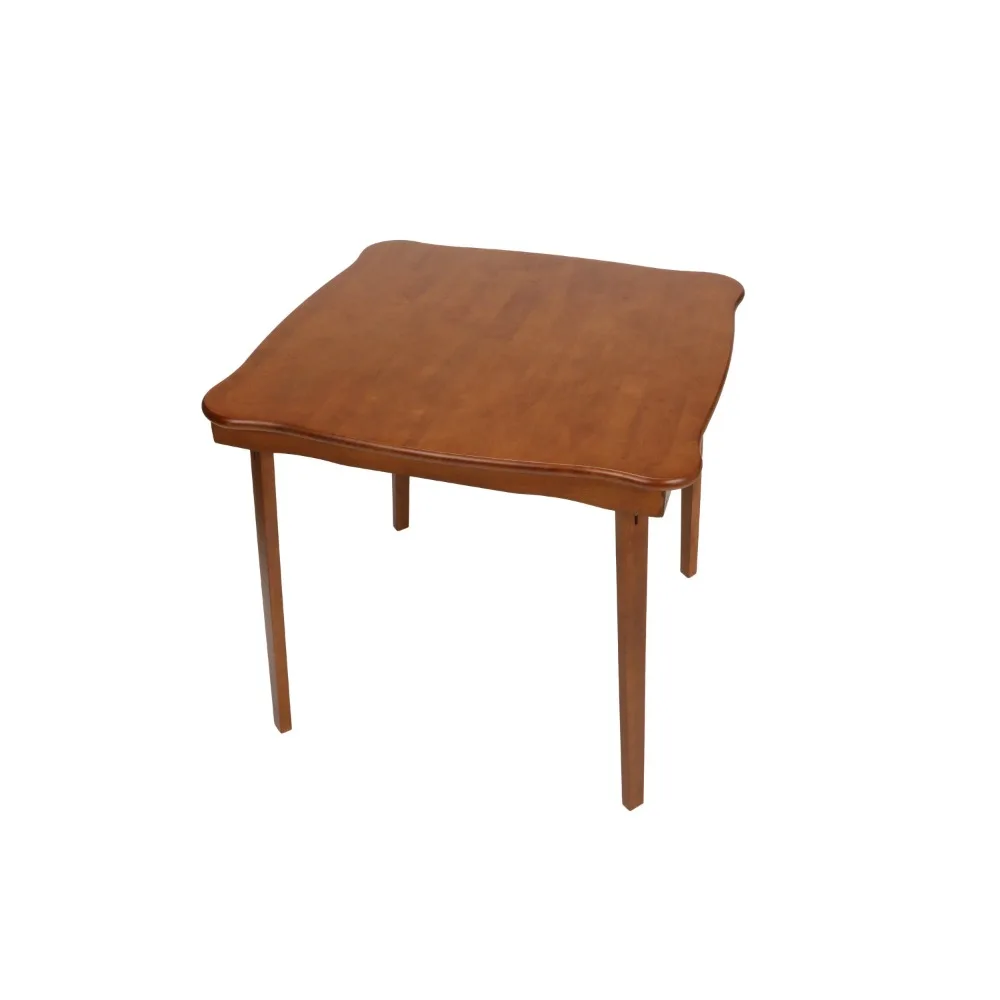Раскладной карточный столик из твердой древесины с классическим зубчатым краем - отделка из фруктового дерева 4