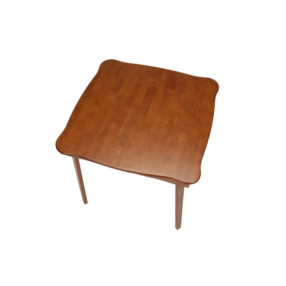 Раскладной карточный столик из твердой древесины с классическим зубчатым краем - отделка из фруктового дерева 5