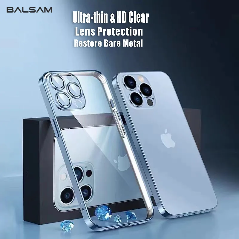 Роскошный Каркасный Прозрачный Чехол Для Телефона iPhone 13 12 Mini 11 Pro Max XR XS 7 8 Plus SE2 С Защитной Пленкой Для Объектива камеры0