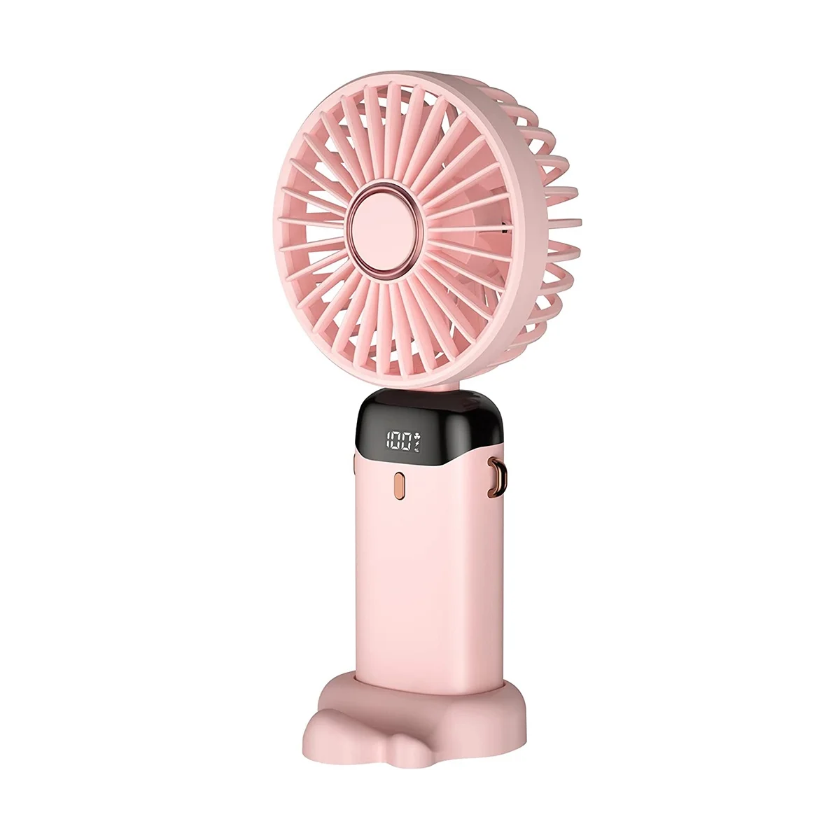 Ручной вентилятор, Мини портативный персональный вентилятор, перезаряжаемый через USB, Маленький карманный вентилятор с ремешком и основанием, 5 скоростей (розовый)5
