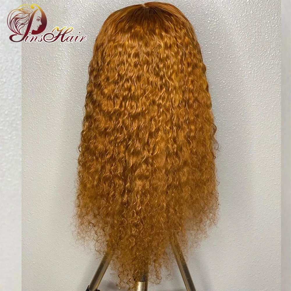 Рыжевато-оранжевый Парик 13x4x4 из человеческих волос на кружеве, Парики для женщин, Блонд, Волна глубокой Воды, Кудрявый Т-образный парик на Кружеве, Перуанский Реми3