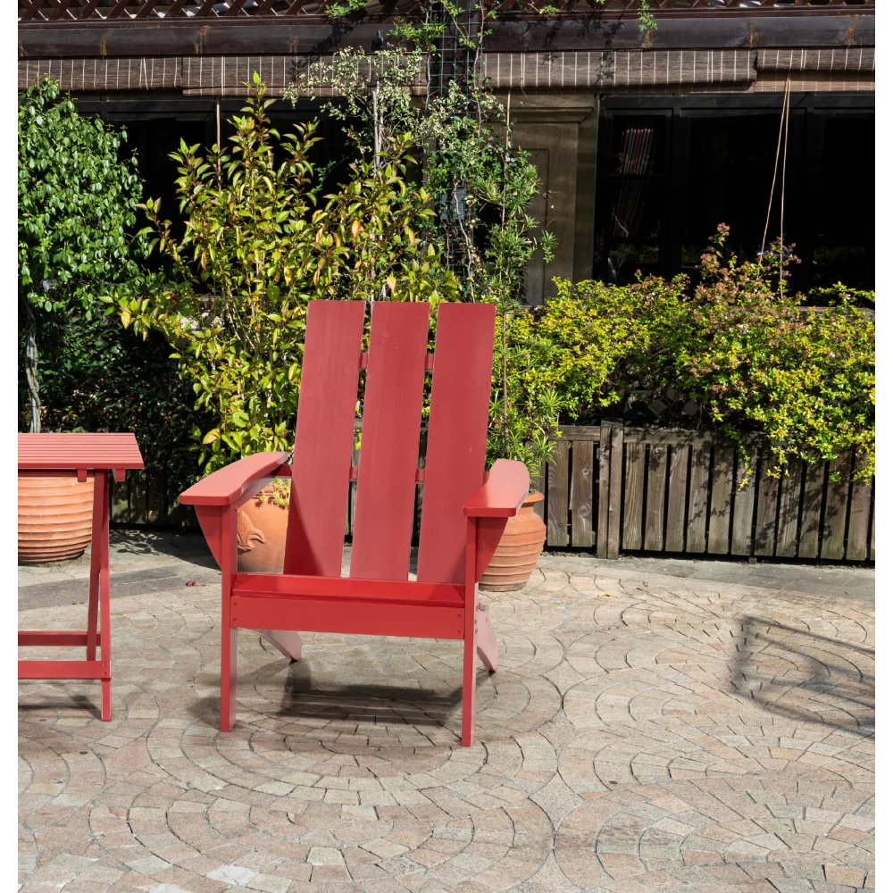 Садовая мебель для внутреннего/наружного дворика, деревянный стул Adirondack, устойчив к атмосферным воздействиям-красный0